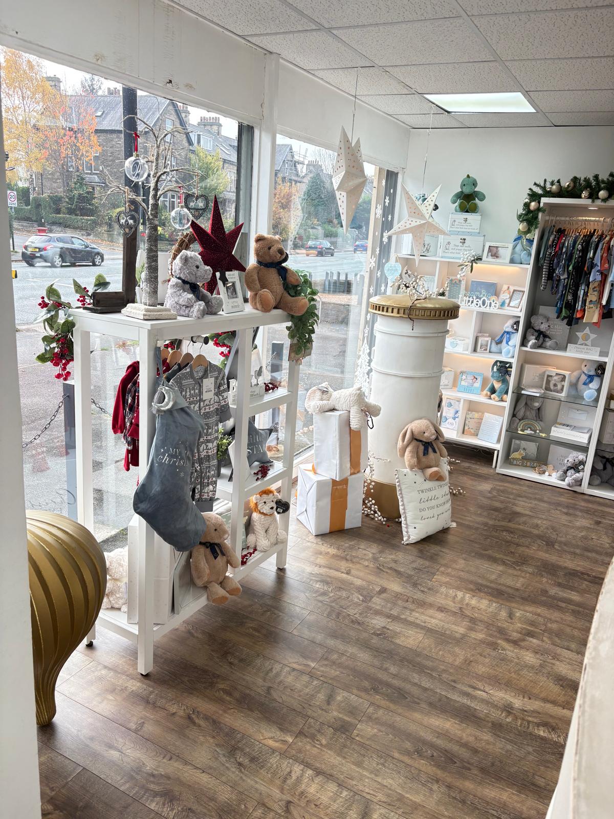 Baby gifts and keepsakes displayed inside the Precious Glimpse studio